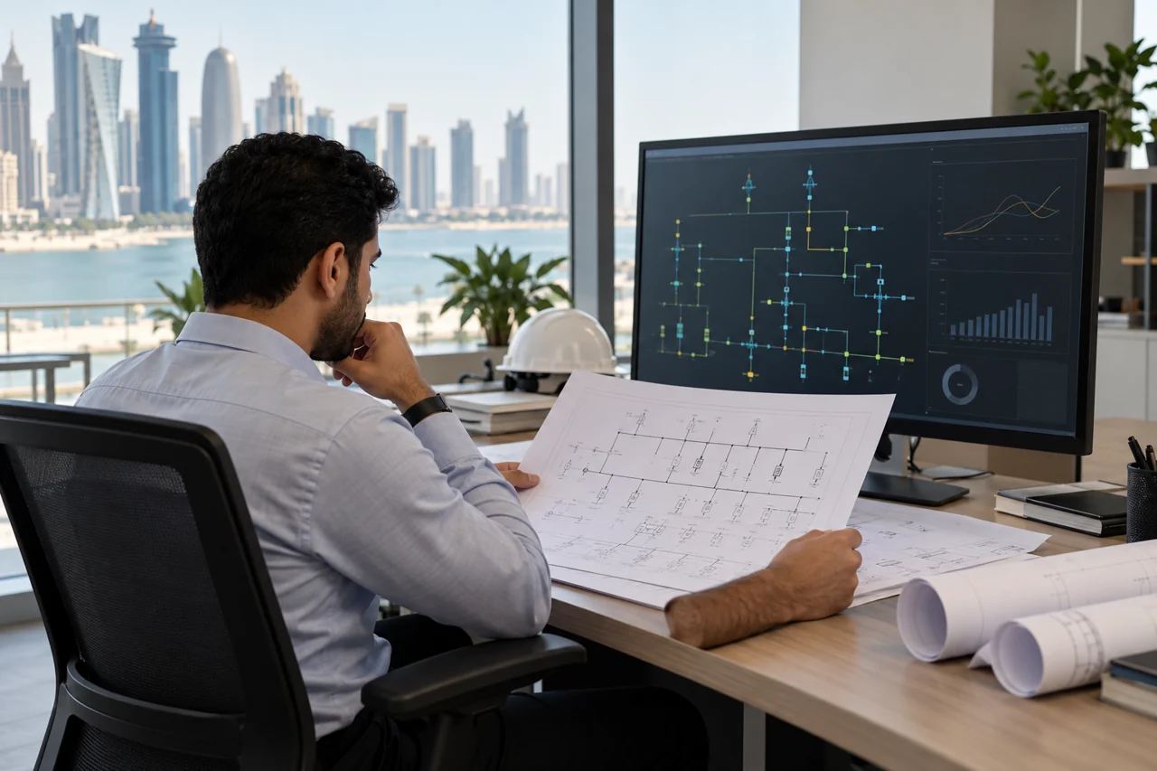 Illustrative power system engineering workspace