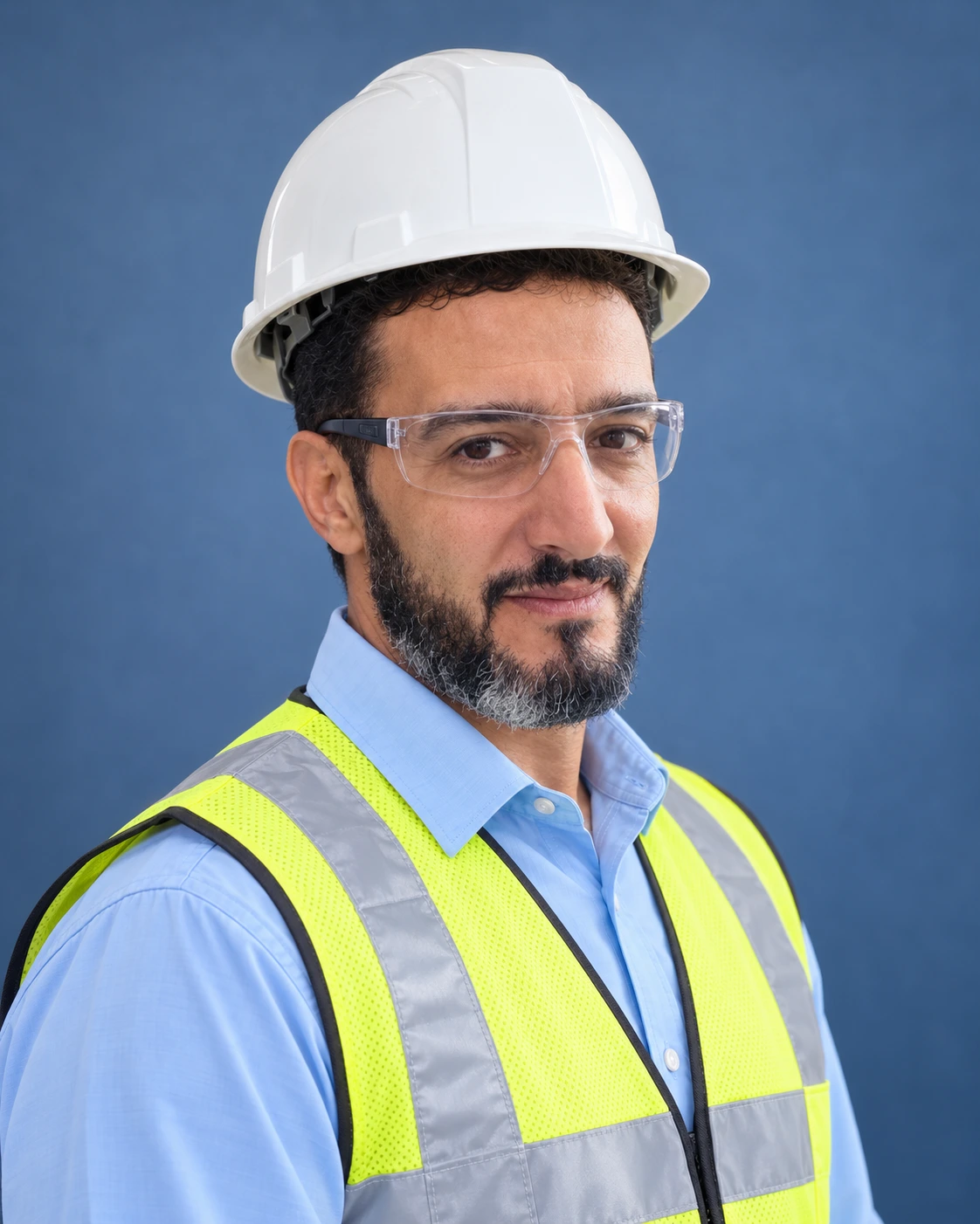 Portrait of Ayman Najjar, Project Manager, in site attire