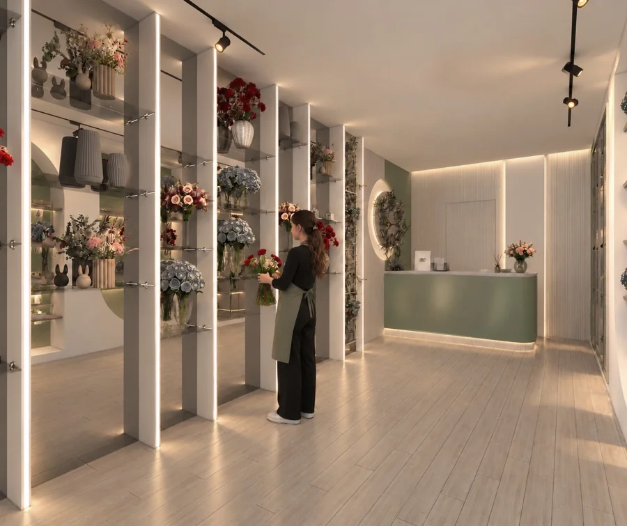 Vasa Flower Shop, Syria - Retail interior overview - supplied design visual